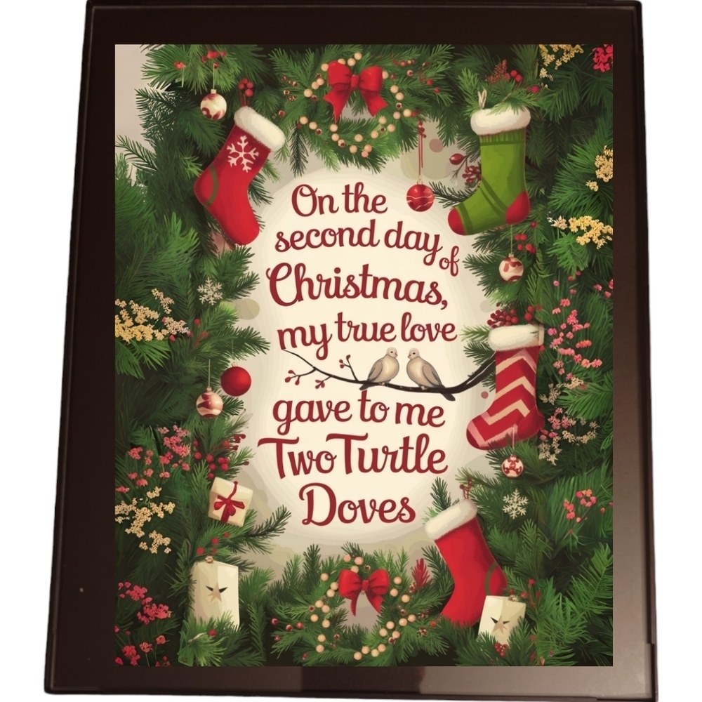 On the Second Day of Christmas In A Frame 8x10 Picture AI Print - Picture 1 of 3